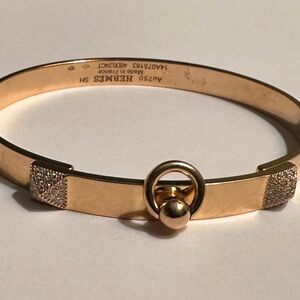 Hermès Collier de Chien Bracelet in 18k Rose Gold, .24 Ctw.